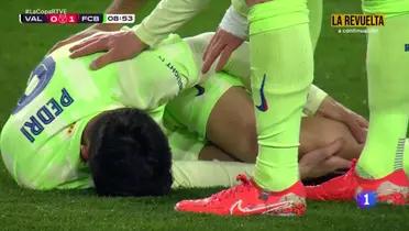 (FOTO) Mientras el Madrid reclama al arbitraje, así casi rompen a Pedri en Copa del Rey