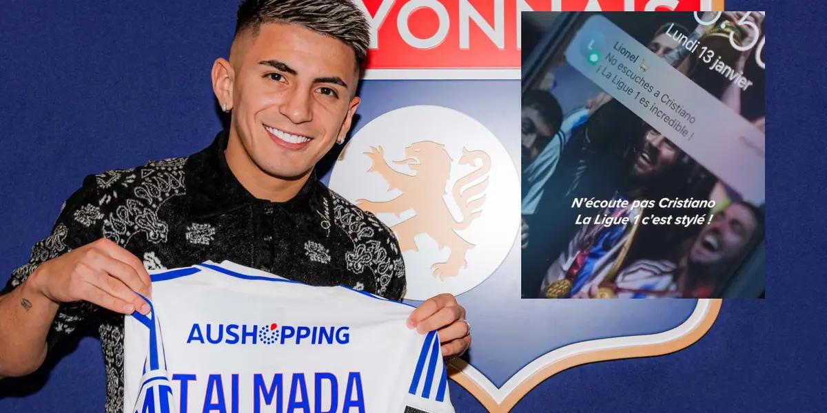 La burla a Cristiano Ronaldo en la presentación de Thiago Almada con el Lyon
