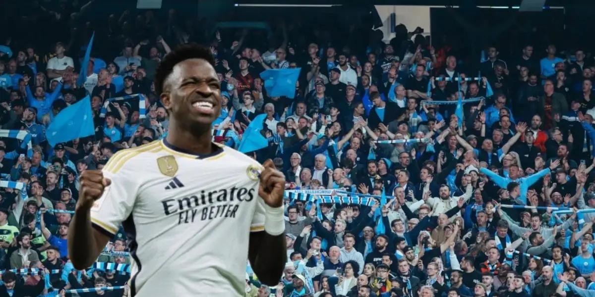 (FOTO) Lo que hizo la afición del Manchester City, para que Vinicius se deje de lloriqueos